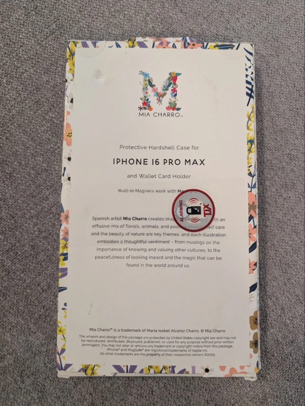 Mia Charro iPhone 16 Pro Max Case And Magnetic Card Holder Floral Lavender